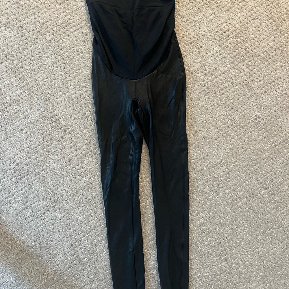 SPANX Maternity Black Faux Leather Leggings